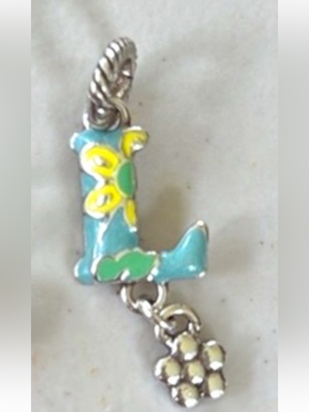 retired Brighton silver-plated enamel initial "L" charm